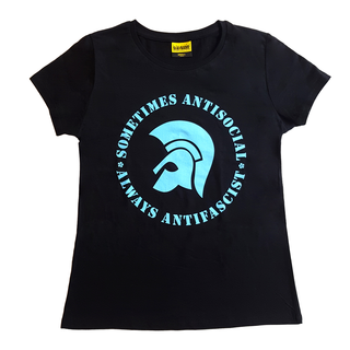Sometimes Antisocial, Always Antifascist - logo black blue