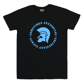 Sometimes Antisocial, Always Antifascist - logo black blue S