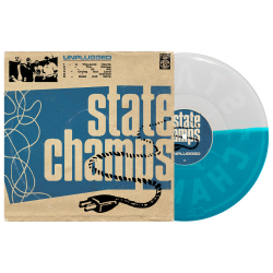 State Champs - Unplugged ltd. EU excl. half milky clear half aqua blue screen printed 12"